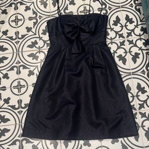 Elegant Navy with black sparkle  Spaghetti strap Dress with Bow on chest